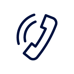 icon-set-1 Icon of a ringing phone with sound waves, outlined in dark blue.